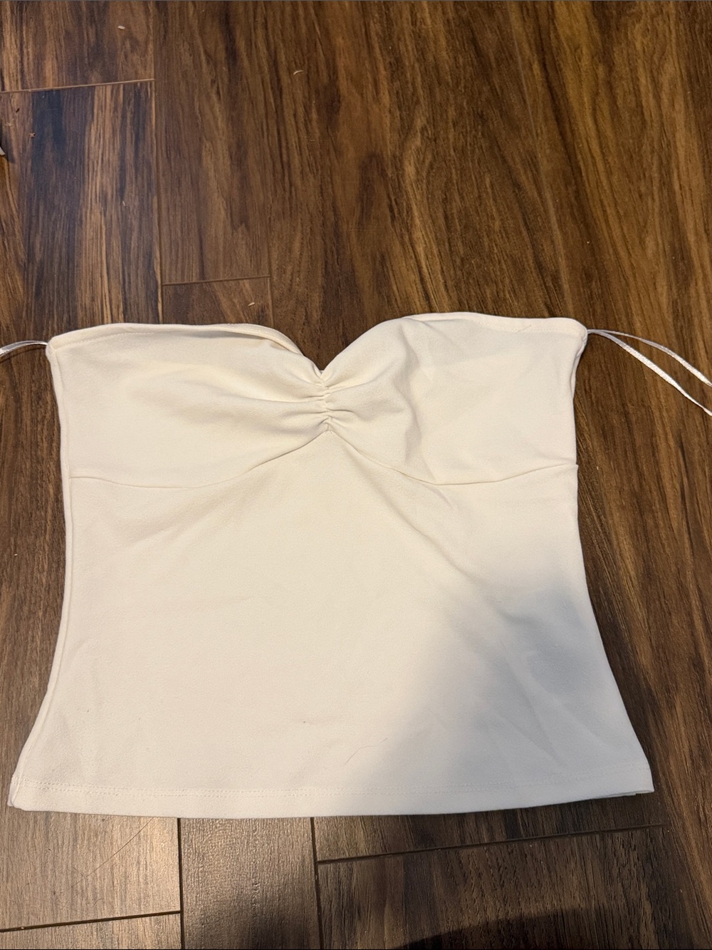 Divided Cream Strapless Ruched Bust Camisole